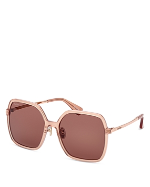 Shop Max Mara Square Sunglasses, 59mm In Pink/brown Solid