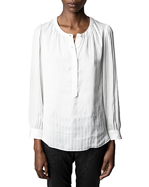Zadig & Voltaire Teck Tonal Stripe Satin Blouse In Judo