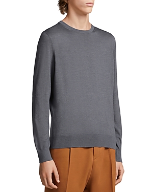 Shop Zegna Cashseta Light Crewneck Sweater In Dark Gray