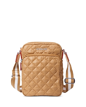 Mz Wallace Metro Quilted Nylon Crossbody Bag In Caramel/silver