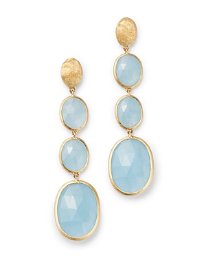 Shop Marco Bicego 18k Yellow Gold Siviglia Aquamarine Graduated Drop Earrings In Blue/gold