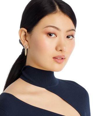 18K White & Yellow Gold Jaipur Diamond & Textured Link Drop Earrings