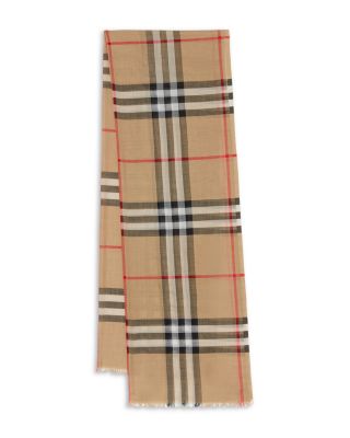 Lightweight Check Wool Silk Scarf