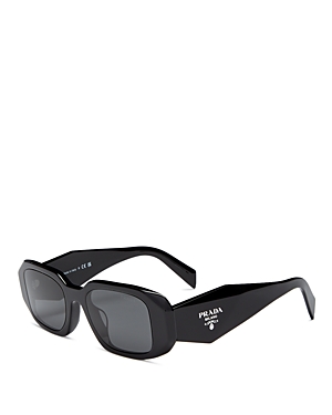 Prada Symbole Rectangular Sunglasses, 51mm In Black/gray Solid