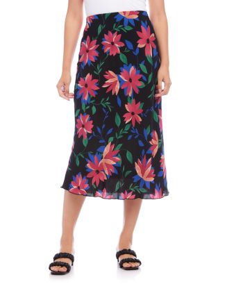 Karen Kane Petites Bias Cut Floral Midi Skirt | Bloomingdale's