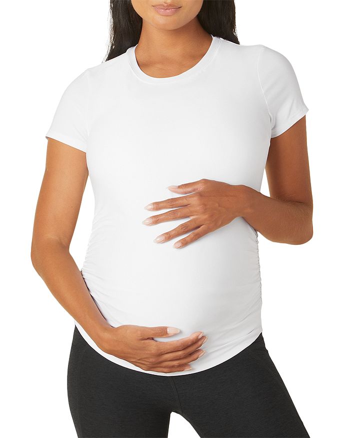 Shop Beyond Yoga On The Down Low Maternity Top In Cloud White