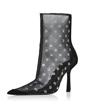 Alexander Wang Delphine 105 Bootie In Mesh/crystal In Black