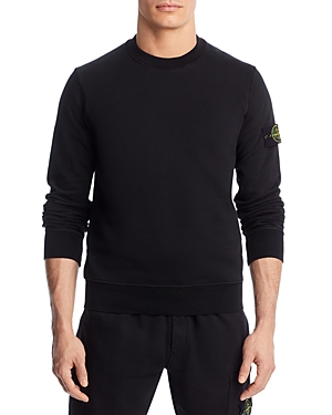 Stone Island Slim Fit Crewneck Sweater With Sleeve Detail In Black