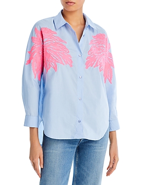Essentiel Antwerp Dolly Embroidered Button-front Shirt In Nice Blue