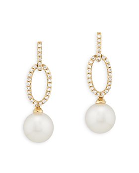 Bloomingdale's - 14K Yellow Gold Cultured Freshwater Pearl & Diamond Drop Earrings, 0.17 ct. t.w. - 100% Exclusive