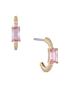Nadri Tennis Small Emerald Cut Hoop Earrings In Pink/gold