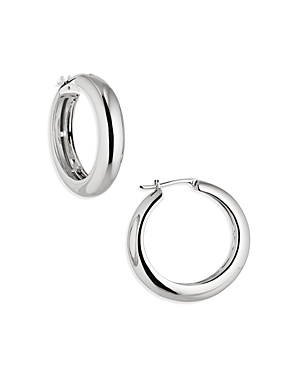 Shop Nadri Brunch Medium Bold Hoop Earrings In Silver