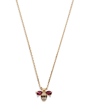 Bloomingdale's Ruby & Diamond Bumblebee Pendant Necklace In 14k Yellow Gold, 18 - 100% Exclusive In Red/gold