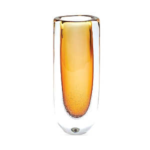 Global Views Micro Bubble Vase In Amber, Large In Brown