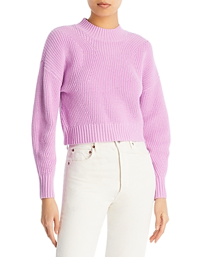 Aqua Mia Mock Neck Cropped Sweater - 100% Exclusive