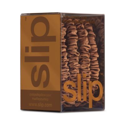 Pure Silk Back to Basics Skinny Scrunchies in Copper, Set of 4