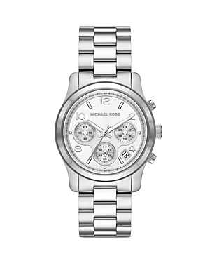 Michael Kors Runway Chronograph Stainless Steel Ladies Watch In Silver