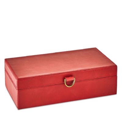 Global Views - Marbled Leather D Ring Box in Deep Red, Medium