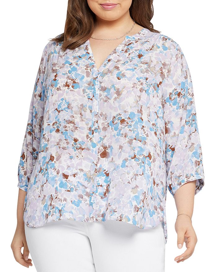 Nydj Plus Pintuck-back Blouse In Becca Bouquet