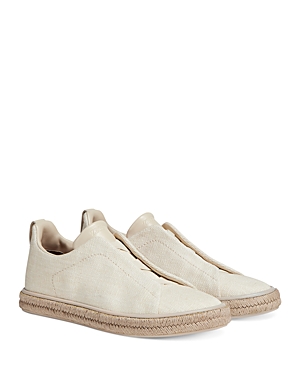 Zegna Men's Off White Linen Triple Stitch Espadrilles In Off White