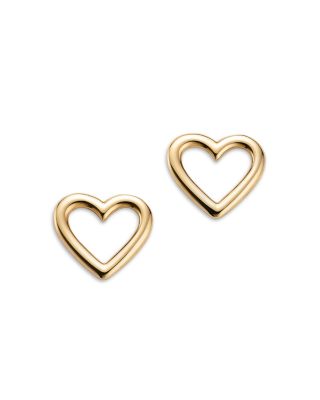 Moon & Meadow - 14K Yellow Gold Open Heart Stud Earrings
