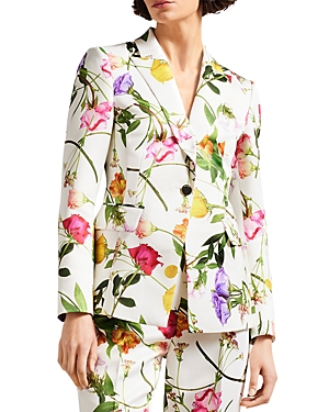 TED BAKER ZIAAH FLORAL PRINT ONE BUTTON JACKET