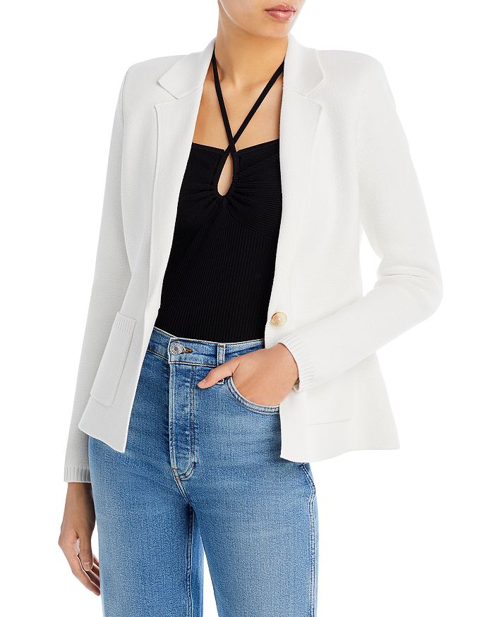 L Agence Lacey Knit Blazer In Ivory | ModeSens
