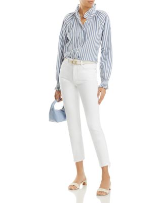 Cindy High Rise Ankle Straight Jeans in White Noise