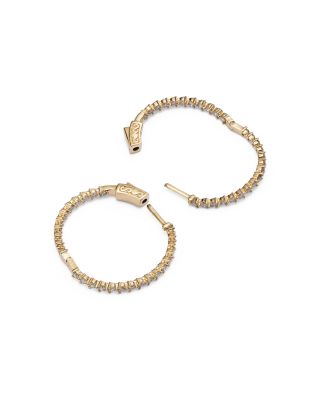 Diamond Inside Out Medium Hoop Earrings in 14K Yellow Gold, 1.50 tcw 
