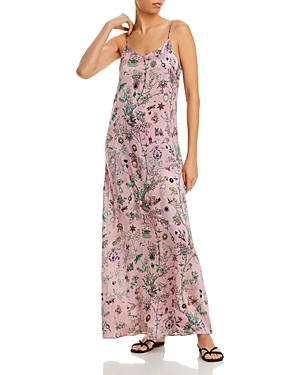 Shop Libertine Pauline De Rothschild Embellished Silk Slip Maxi Dress In Pink Multi