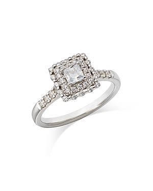 Bloomingdale's Diamond Princess & Round Halo Ring in 14K White Gold, 0.64 ct. t.w. - 100% Exclusive