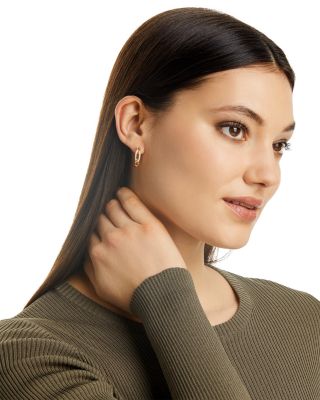 Diamond Chain Link Small Hoop Earrings in 14K Yellow Gold, 0.25 tcw 