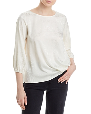 Status By Chenault Printed Twist Front Jacquard Top In Off White
