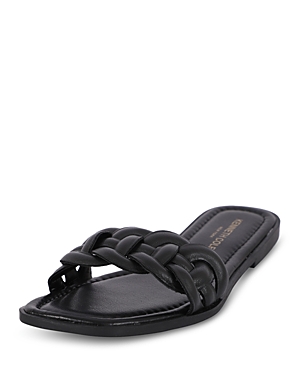 Shop Kenneth Cole Women's Faye Slip On Braided Slide Sandals In Black Pu