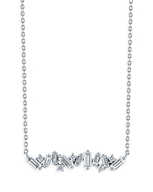 Suzanne Kalan 18K White Gold Frenzy Diamond Bar Pendant Necklace, 16-18