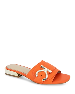 Kenneth Cole Women's Irene Slip On Embellished Slide Sandals In Orange Leather