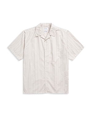Shop Norse Projects Carsten Stripe Short Sleeve Shirt In Marble White