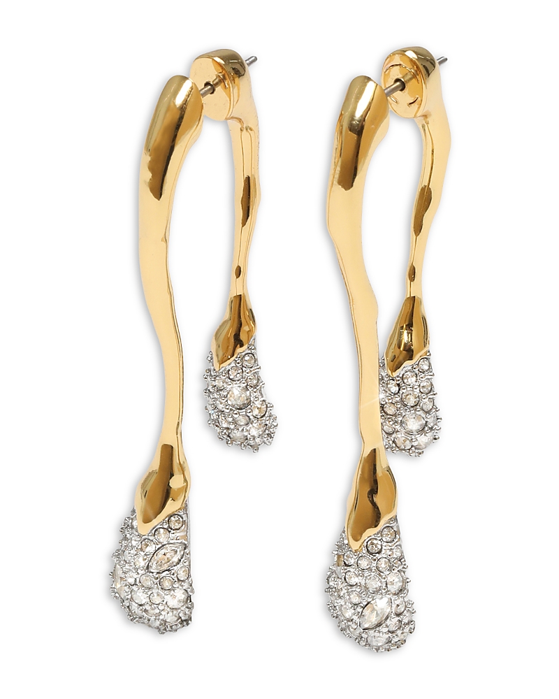 Alexis Bittar Solanales Crystal Front Back Link Earrings In Silver/gold