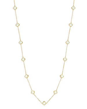 Bloomingdale's Mother Of Pearl Clover Station Necklace In 14k Yellow Gold, 20 - 100% Exclusive In White/gold