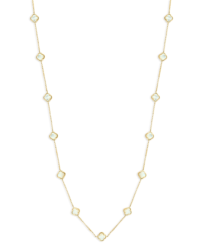 Bloomingdale's Fine Collection Mother of Pearl Clover Station Necklace in 14K Yellow Gold, 20