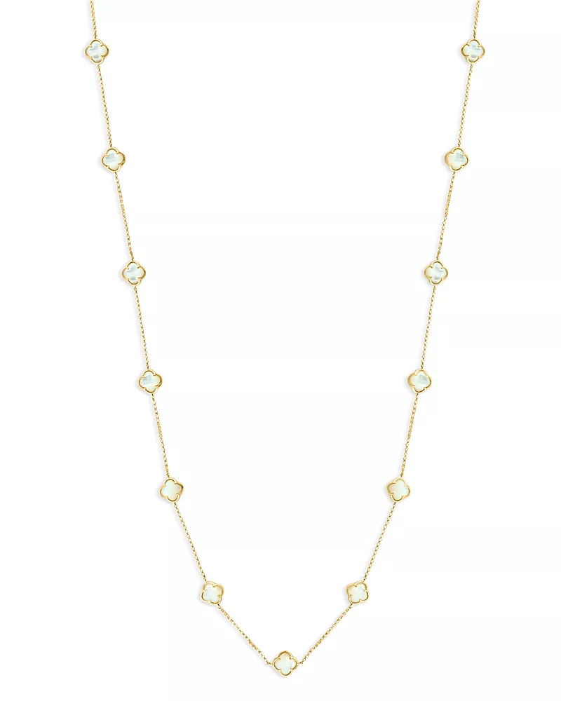 Bloomingdale's Fine Collection Mother of Pearl Clover Station Necklace in 14K Yellow Gold, 20