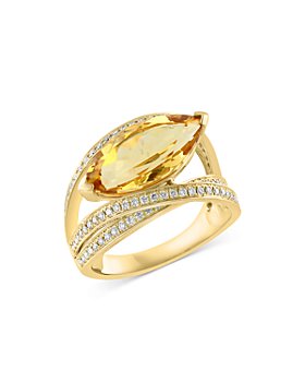 Bloomingdale's - Honey Quartz & Diamond Crossover Ring in 14K Yellow Gold - 100% Exclusive