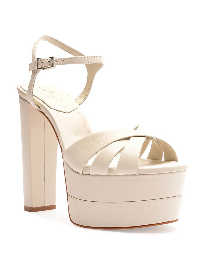 SCHUTZ Women's Keefa Square Toe Crossover Strap High Heel Platform