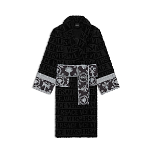 Shop Versace I Heart Baroque Groom Robe In Black/black