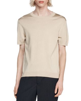 Sandro Pablo Solid Knit Tee In Beige