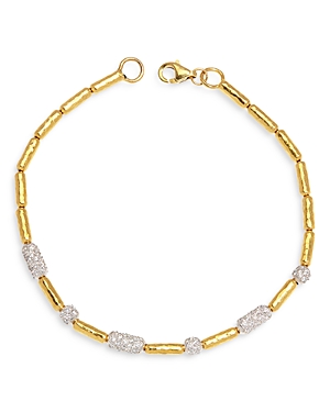 Gurhan 24k Gold Vertigo Diamond Single Strand Bracelet In Gold/white