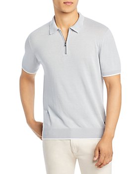 BOSS - Tipped Sweater Knit Regular Fit Quarter Zip Polo Shirt
