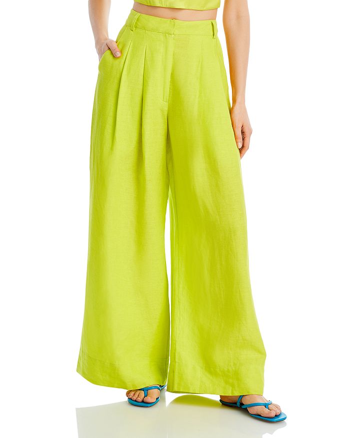 2021 Women Pants Fashion Linen Cotton Solid Elastic Waist Trousers
