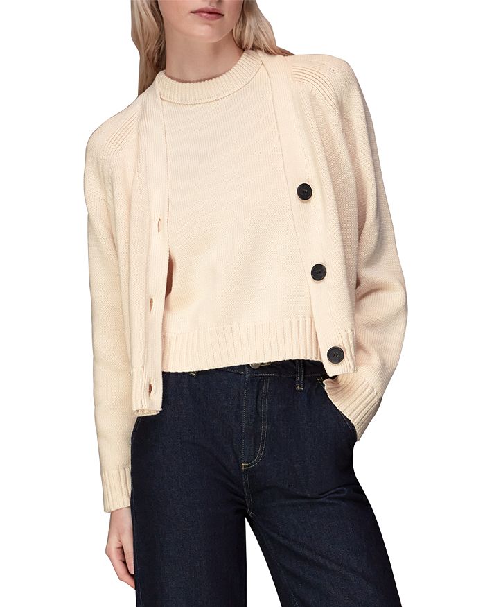 Whistles Karine Ribbed Trim Cardigan Bloomingdale's