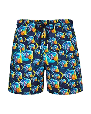 Vilebrequin Moorea Piranhas Print Swim Shorts In Navy